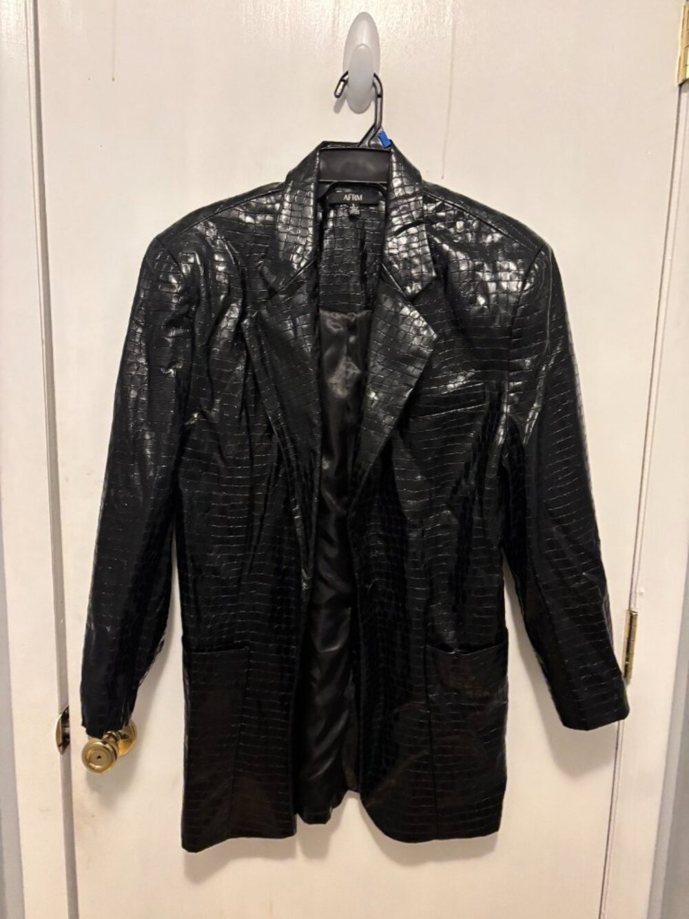ARM Agnes Oversized Blazer in Black Crocodile Womens Sz Small Lined